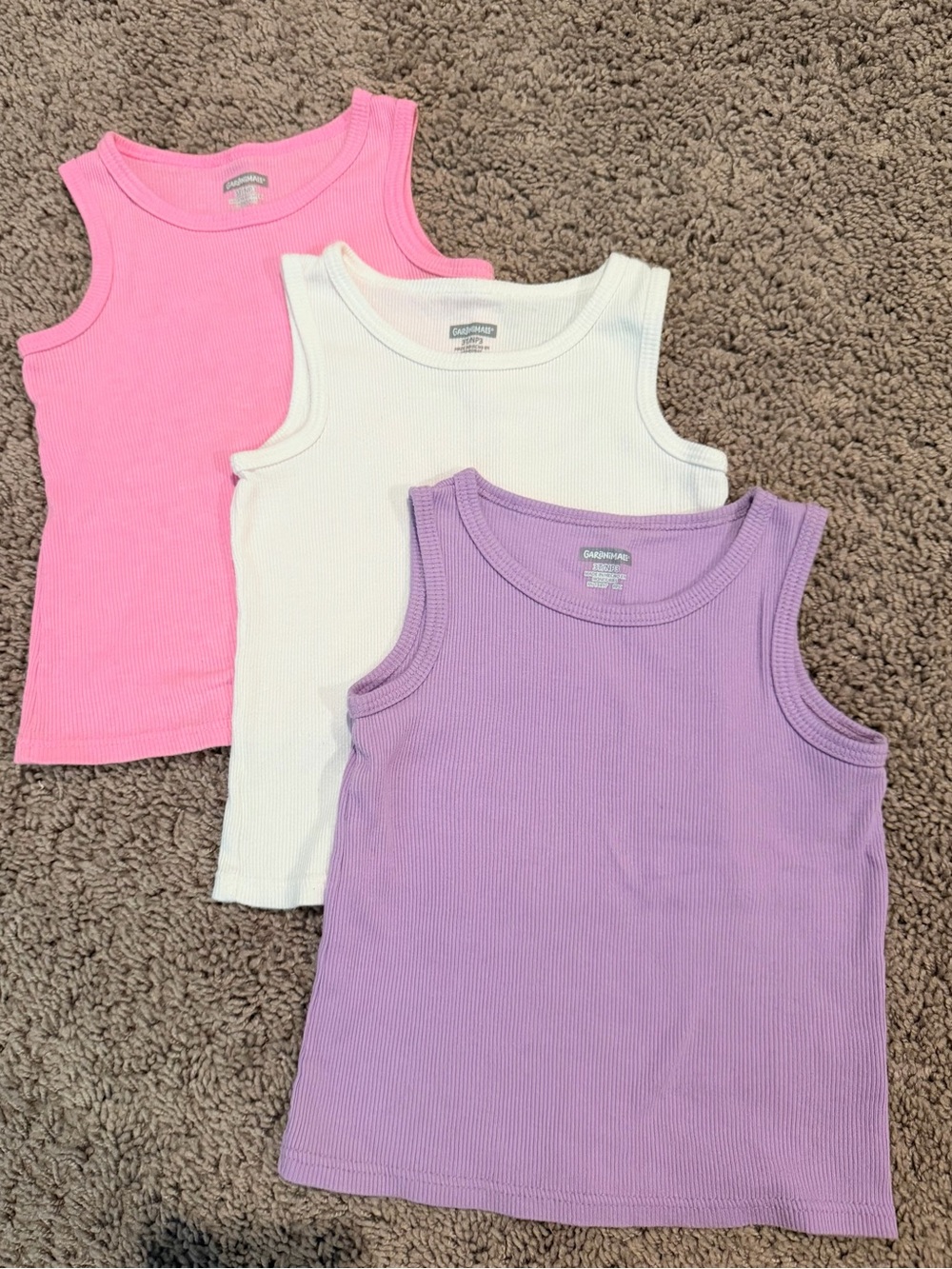 Garanimals Ribbed Tank Tops - Pink, White & Lavender (3-Pack)